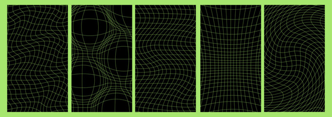 RETRO lines backgrounds wobbly lines vertical phone wallpapers 3 green black mesh