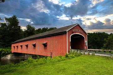 Historic covered bridge at Buskirk, New York.