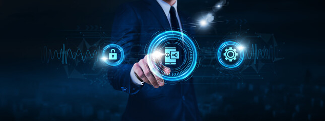 Digital payments technology, encryption protocols, mobile wallets, businessman touch of transaction icon Data exchange on digital network connection, secure authentication methods.