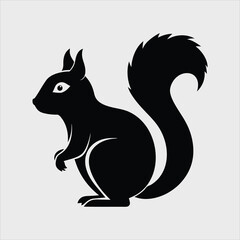 squirrel on a white background. silhouette, mammal wildlife animal, vector illustration.