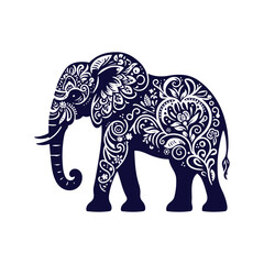 Elephant silhouettes Clip art isolated vector illustration on a white background