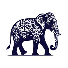 Elephant silhouettes Clip art isolated vector illustration on a white background