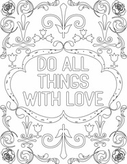 Printable floral coloring page for kids and adults with positive words for self love and self care. it helps to struggle against life to enjoy the tough journey
