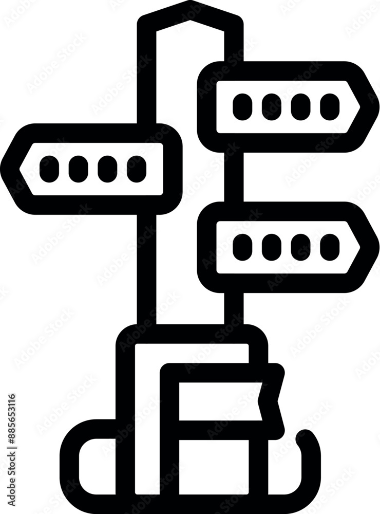 Poster simple icon depicting a signpost pointing in different directions, symbolizing choices and decision 
