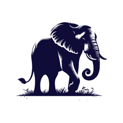 Elephant silhouettes Clip art isolated vector illustration on a white background