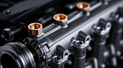 Engine cylinder with four-valve pistons and gears
