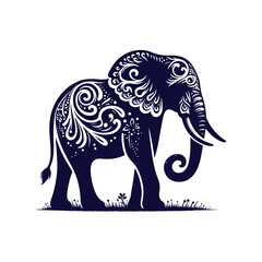 Elephant silhouettes Clip art isolated vector illustration on a white background