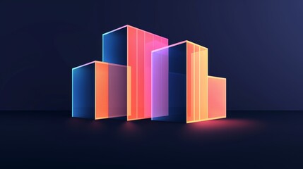 Futuristic building design in neon colors