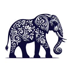 Elephant silhouettes Clip art isolated vector illustration on a white background