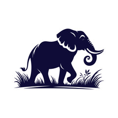 Elephant silhouettes Clip art isolated vector illustration on a white background