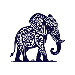 Elephant silhouettes Clip art isolated vector illustration on a white background