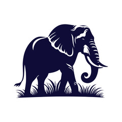 Elephant silhouettes Clip art isolated vector illustration on a white background