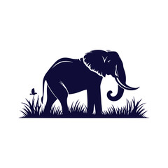 Elephant silhouettes Clip art isolated vector illustration on a white background