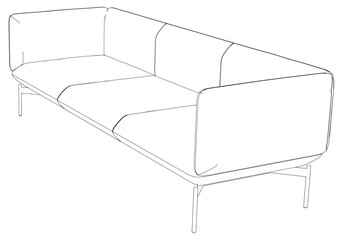 Sofa or Couch Line Icon. Minimalist Outline Design of Furniture for Living Room, Vector Illustration on White Background