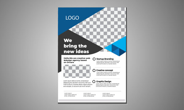 modern template, in blue color, and modern design, perfect for creative professional business . Vector eco flyer, poster, brochure, magazine cover template. Modern design 