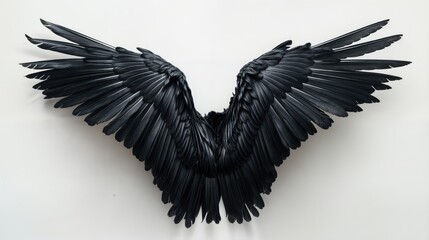 Obraz premium Black wings on a white background. AI generated.