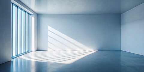 Fototapeta premium Sunlight Streaming Through Window in Empty Room, minimalist, interior design, architecture, modern