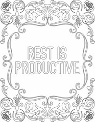 Printable floral coloring page for kids and adults with positive words for self love and self care. it helps to struggle against life to enjoy the tough journey
