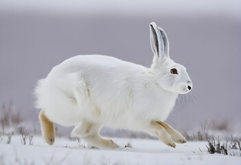 Obraz premium white rabbit in the snow
