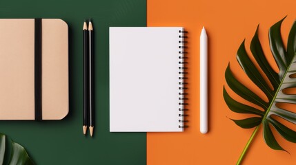 Office setup, sketching and drawing tools, flat design illustration, high-resolution photo, realistic photo, cinematography