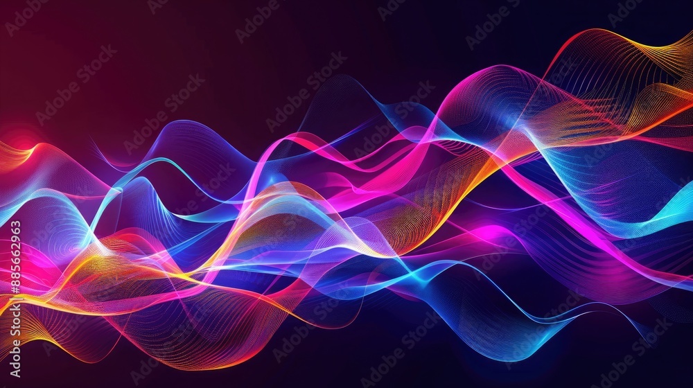 Wall mural a mesmerizing neon wave illustration with dynamic, flowing lines in vibrant colors, creating a sense