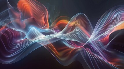 Obraz premium A mesmerizing panorama wallpaper featuring abstract organic shapes with flowing lines and waves in a harmonious blend of colors.