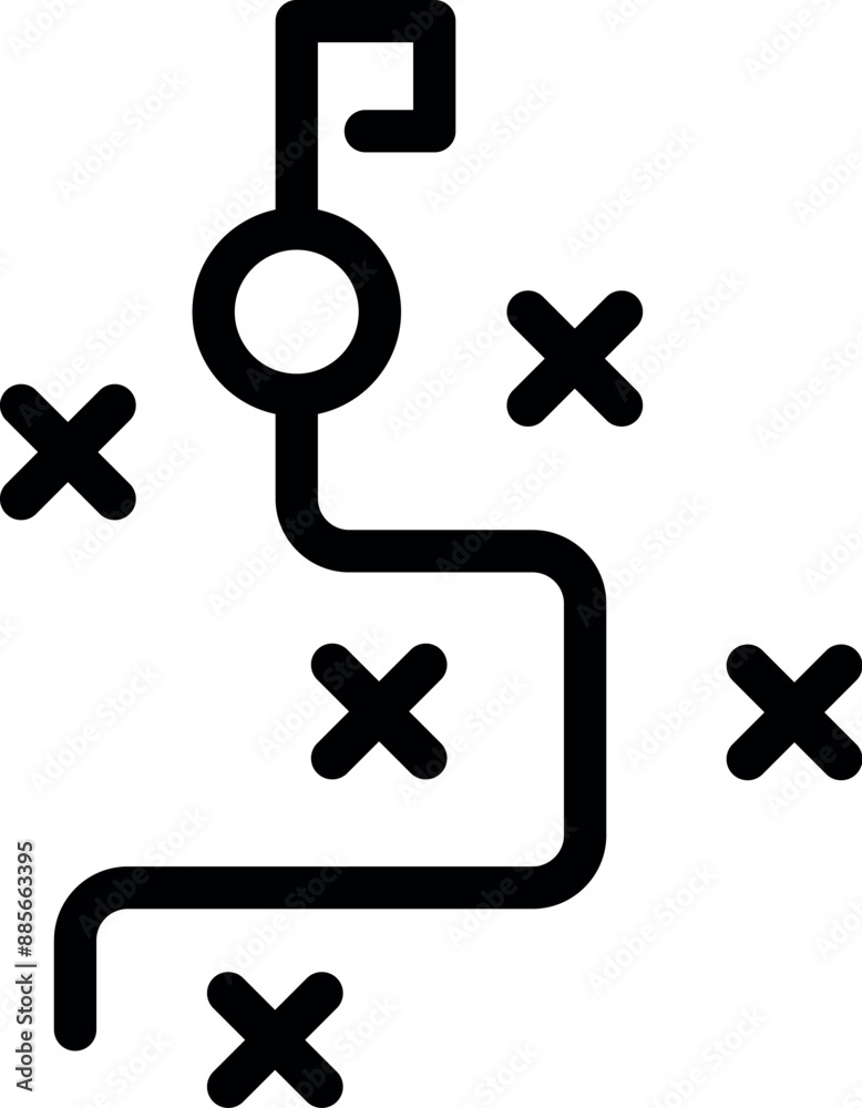 Poster stylized diagram is showing a decision making process with multiple options and paths
