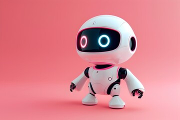 Cute Minimalist 3D Robot Logo for Technology and Concepts