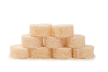 Coconut candy roll isolated on a white background.