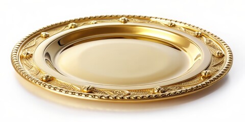 Golden Ornate Plate with Floral Design, Gold Plate, Ornate Plate, Decorative Plate, Luxury Plate