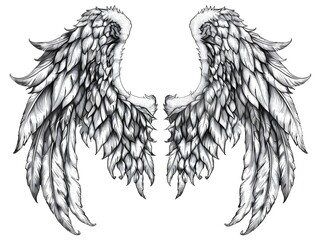Fototapeta premium Exquisite Gothic Angel Wings Sticker Design for Stylish Apparel and Accessories
