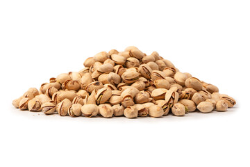 Tasty pistachios isolated on a white background.