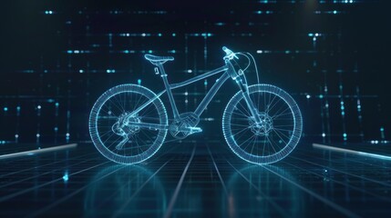 Digital Wireframe of a Modern Bicycle