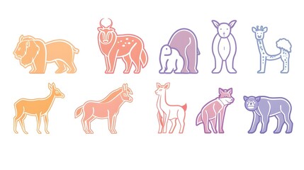 Obraz premium Minimalist Line Art Animal Icons for Sticker Design and Apparel