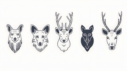 Fototapeta premium Minimalist Line Art Animal Sticker Designs for Clothing and Branding