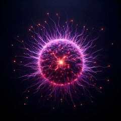 Fototapeta premium ball of electricity at the center of a pitch-black background png 
