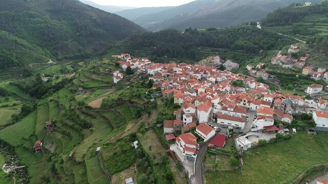 Aerial view of Loriga, municipality of Seia, Guarda District - Serra da Estrela, Portugal