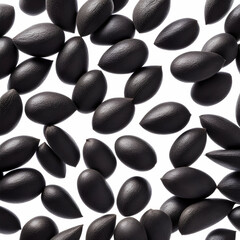Pile of Black Sesame Seeds with isolated white background