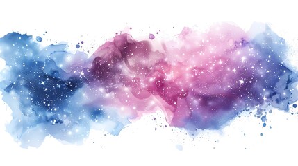 Obraz premium Vibrant Abstract Galaxy with Nebulas and Sparkling Stars on White Background for Shirt Design