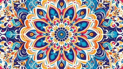 Vibrant Colorful Mandala Pattern for Shirt Design on White Background