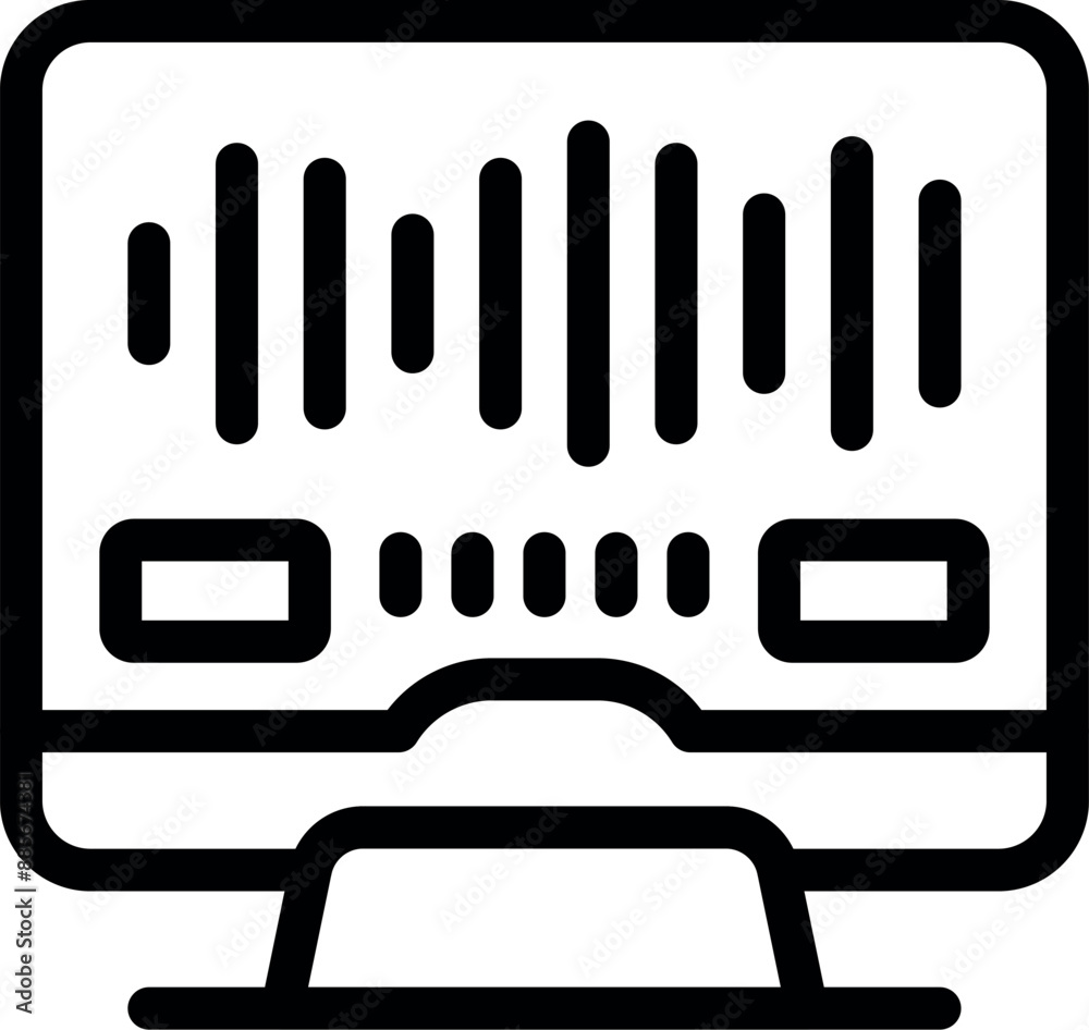 Poster audio editing software interface is displayed on a computer monitor, showcasing sound waves and play