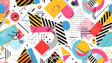 Vibrant Geometric Abstract Patterns for Sticker Design or Textile