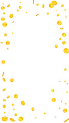 Swiss franc coins falling. Gold scattered CHF