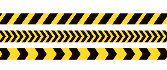 Seamless barrier tape. Construction border. Black and yellow restriction line. Do not cross boundary tape. Vector illustration © Oleh