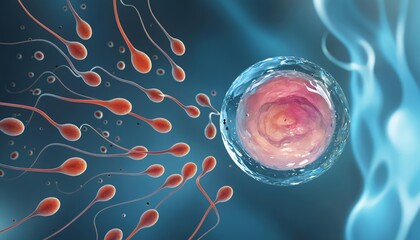 Biological process of sperm fertilizing egg, microscopic analysis of pregnancy and reproductive health