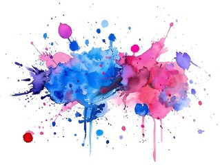 Vibrant Watercolor Splashes on White Background  Perfect for Designs and Creative Projects
