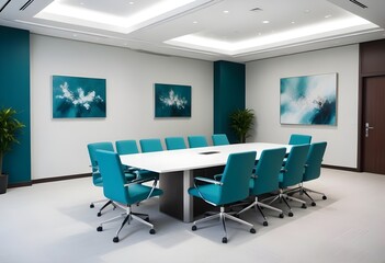 modern office conference room with chairs and table