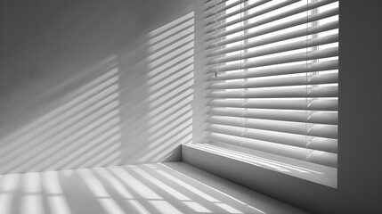 Obraz premium Sunlit Empty Room with White Walls and Shadows