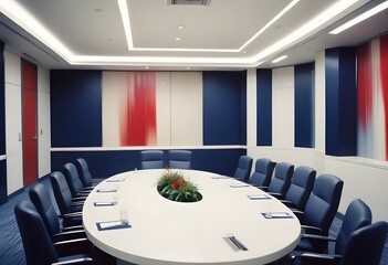 modern office conference room with chairs and table