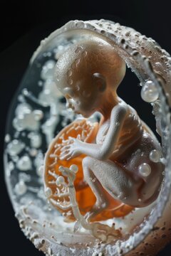 3D Model of Human Embryo at Blastula Stage Highlighting Cell Differentiation - Ideal for Medical Studies and Research
